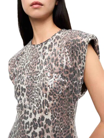 Ganni Leopard Sequined Maxi Dress In Multicolor