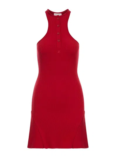 Courrèges Flared Racerback Sleeveless Dress In Rojo