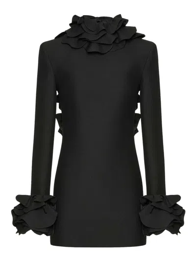 Valentino Besticktes Kurzes Crepe Couture Kleid Frau Schwarz 38 In Negro