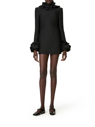 Valentino Besticktes Kurzes Crepe Couture Kleid Frau Schwarz 38 In Negro