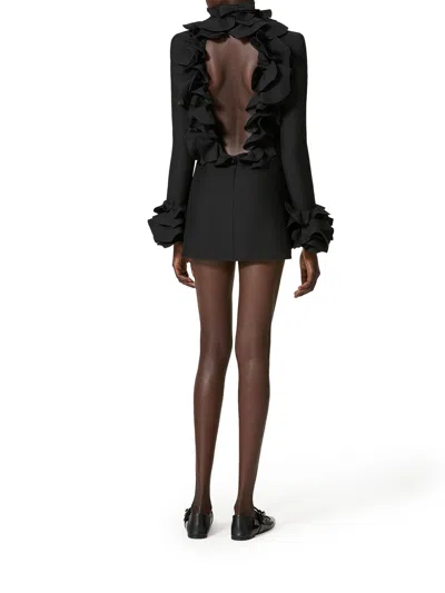 Valentino Besticktes Kurzes Crepe Couture Kleid Frau Schwarz 38 In Negro