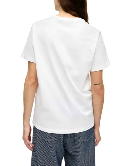 Ganni Basic Jersey Tattoo Lace Relaxed T-shirt In Blanco