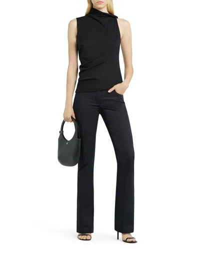Courrèges Asymmetric Sleeveless Fitted Stretch Top In Negro