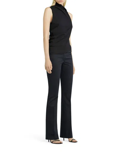 Courrèges Asymmetric Sleeveless Fitted Stretch Top In Negro