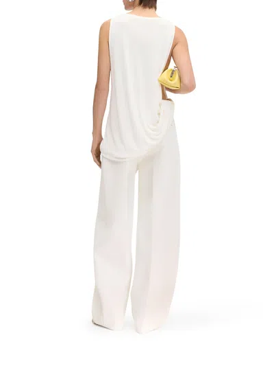 Jacquemus Le Haut Peplo White Top With Square Neck And Cut-out On The Side In Viscose Blend Woman In Blanco