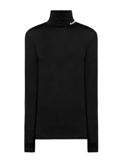 Jil Sander Long Sleeve Top With Funnel Neckline In Negro