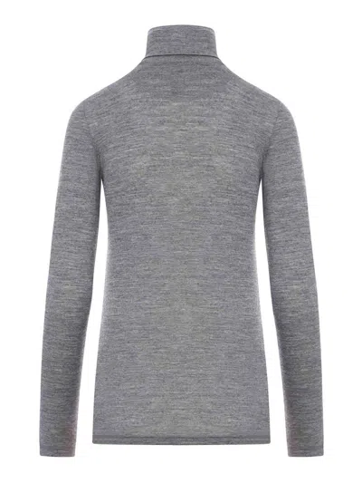 Jil Sander Long Sleeve Top With Funnel Neckline In Gris