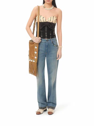 Valentino Plusdepois Print Chiffon Top With Handmade Draping And Bow Detail In Negro