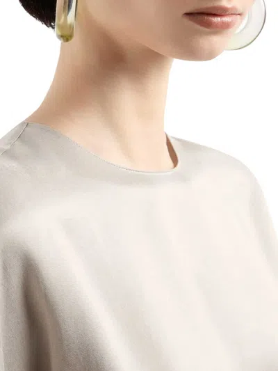 Giorgio Armani Crewneck Blouse In Viscose And Cupro In Gris