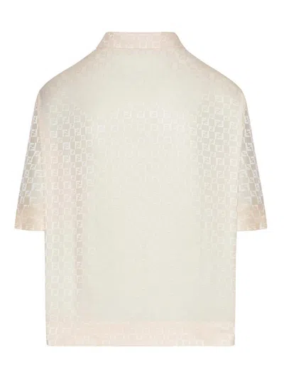 Fendi Short Sleeve Silk Shirt In Naranja