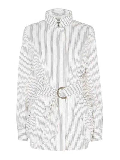 Fendi Contrasting Striped Cotton-silk Blouson In Color Carne Y Neutral