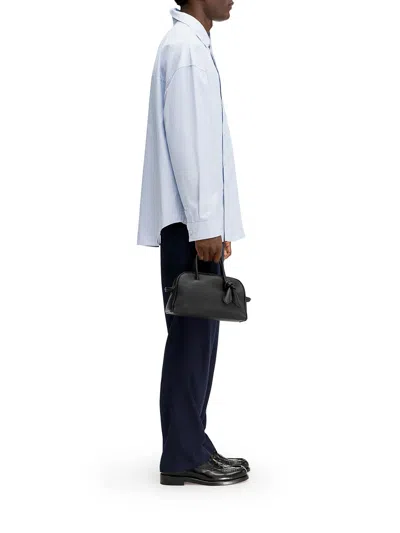 Jacquemus La Chemise Cuadro Cotton Asymmetric In Gris