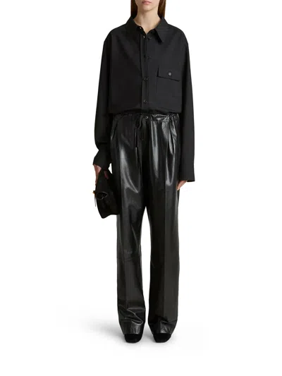 Khaite Yatty Shirt In Tropical Wool In Negro