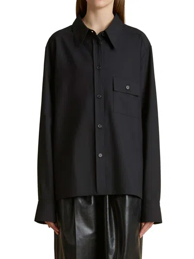 Khaite Yatty Shirt In Tropical Wool In Negro