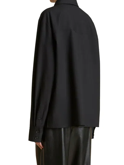 Khaite Yatty Shirt In Tropical Wool In Negro