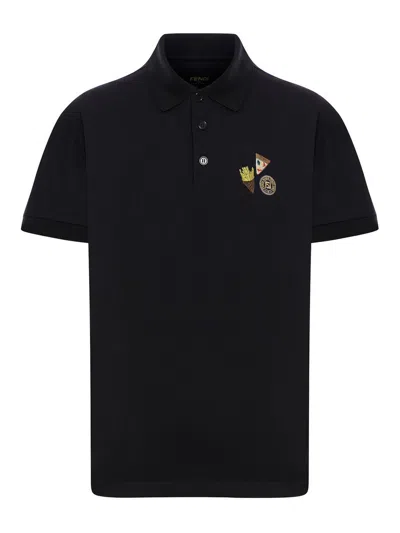 Fendi Logoed Polo Shirt In Negro
