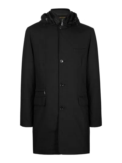 Moorer Button-up Hooded Coat In Negro