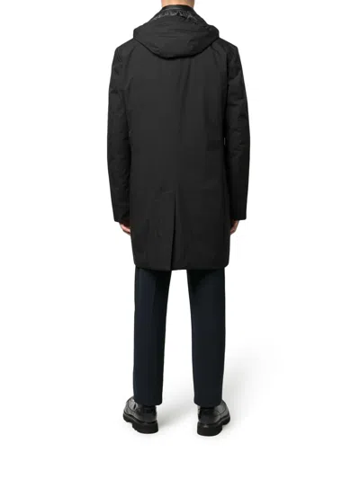 Moorer Button-up Hooded Coat In Negro