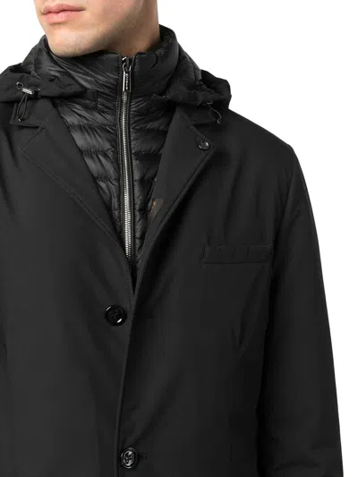 Moorer Button-up Hooded Coat In Negro