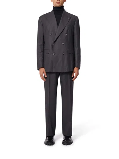Tagliatore Double-breasted Grey Suit With Tailored Blazer In Gris