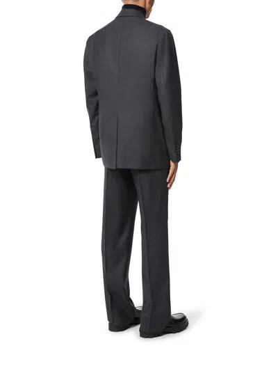 Tagliatore Double-breasted Grey Suit With Tailored Blazer In Gris