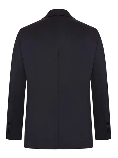 Tagliatore Double Breasted Wool Suit With Silk Inserts In Azul