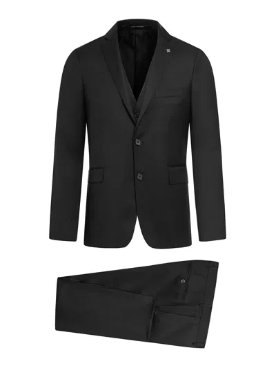Tagliatore Tailored Wool Suit With Vest In Negro