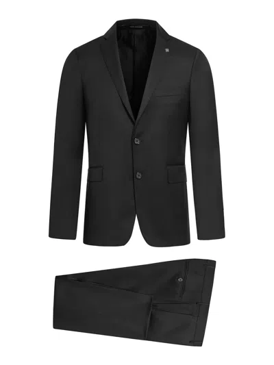 Tagliatore Tailored Wool Suit With Vest In Negro