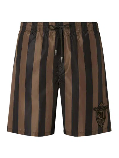 Fendi Printed Polyester Swimming Shorts In Brown