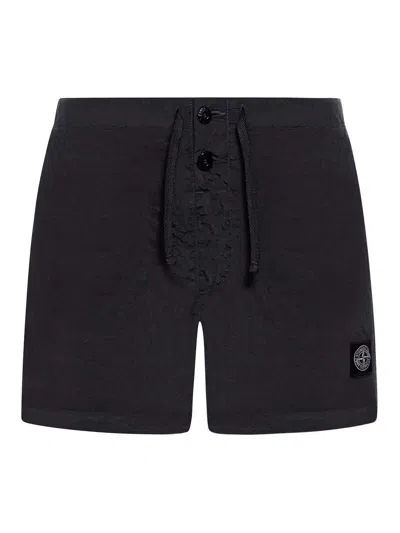 Stone Island Short Swimsuit In Negro