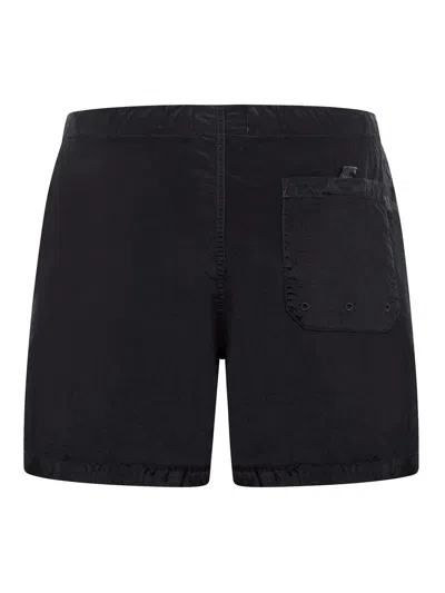 Stone Island Short Swimsuit In Negro