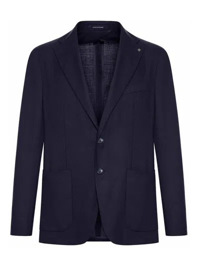 Tagliatore Tailored Wool Blazer With Notch Lapels In Azul