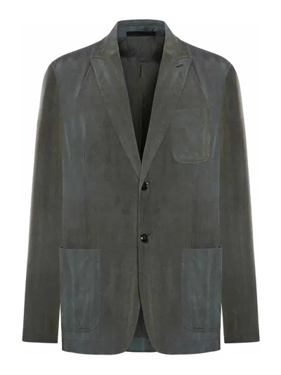 Giorgio Armani Single Breasted Jacket In Changeable Viscose In Verde
