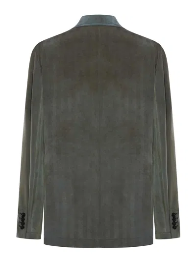 Giorgio Armani Single Breasted Jacket In Changeable Viscose In Verde