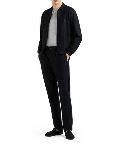Giorgio Armani Micro Modal Double Jersey Blouson In Negro