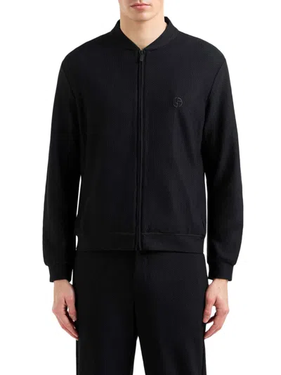 Giorgio Armani Micro Modal Double Jersey Blouson In Negro