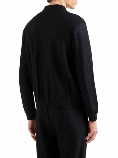 Giorgio Armani Micro Modal Double Jersey Blouson In Negro