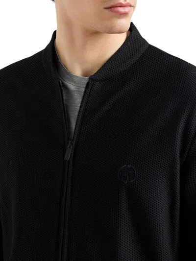 Giorgio Armani Micro Modal Double Jersey Blouson In Negro