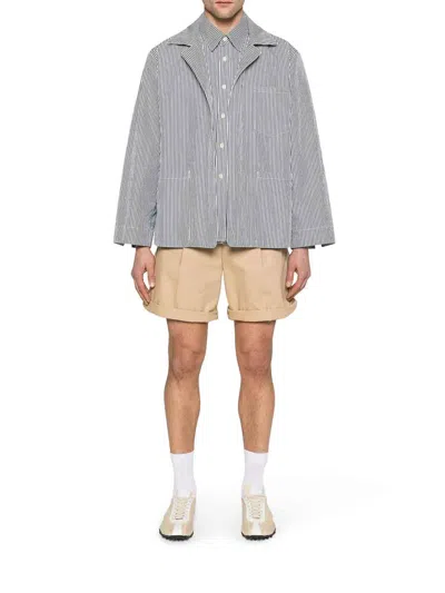 Maison Margiela Striped Multilayer Jacket In Azul
