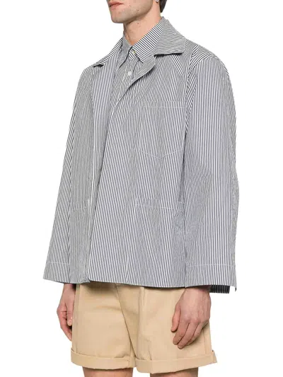 Maison Margiela Striped Multilayer Jacket In Azul