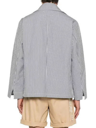 Maison Margiela Striped Multilayer Jacket In Azul