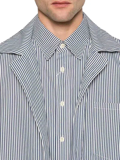 Maison Margiela Striped Multilayer Jacket In Azul