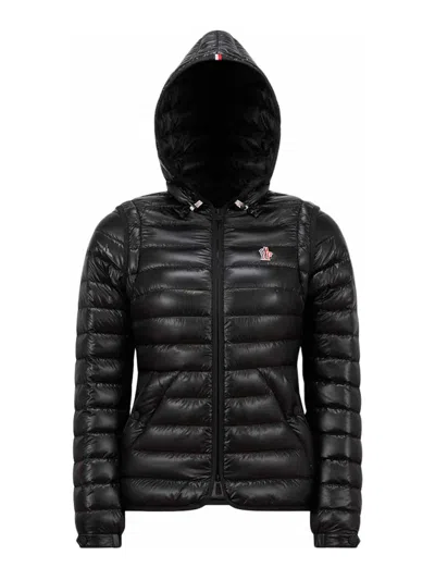 Moncler Karura Transformable Shiny Black Puffer Jacket In Negro