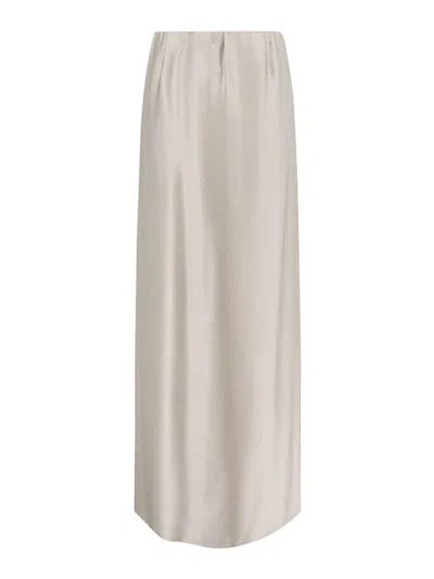 Giorgio Armani Silk Skirt With Split In Gris