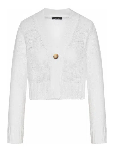 Nome Cotton Crop Cardigan In Blanco