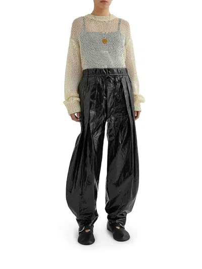 Jil Sander Crewneck Sweater In Openwork Silk In Color Carne Y Neutral