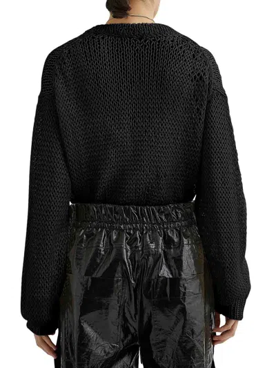 Jil Sander Crewneck Sweater In Openwork Silk In Negro