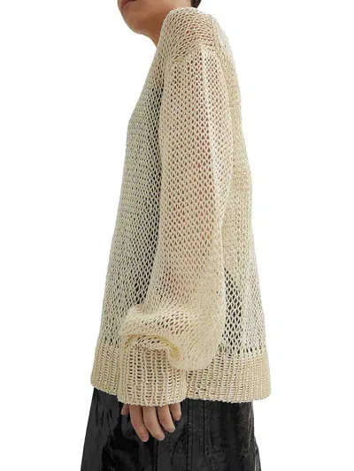 Jil Sander Crewneck Sweater In Openwork Silk In Color Carne Y Neutral