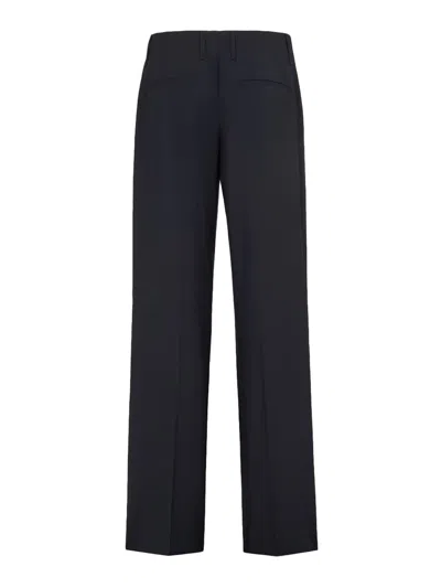 Fendi Night Blue Virgin Wool Trousers In Azul