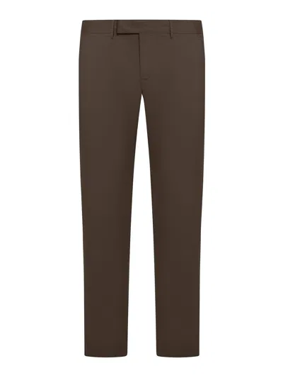 Pt Torino B-stretch Wool Pants With Front Button Closure In Marrón